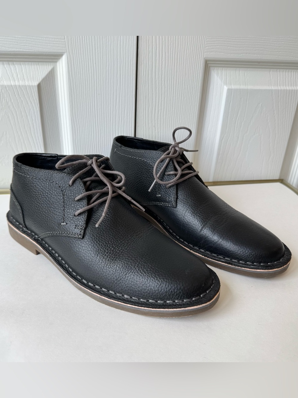 Reaction Kenneth Cole Black Leather Chukka Boot Mens Size 9 Desert Wind Classic